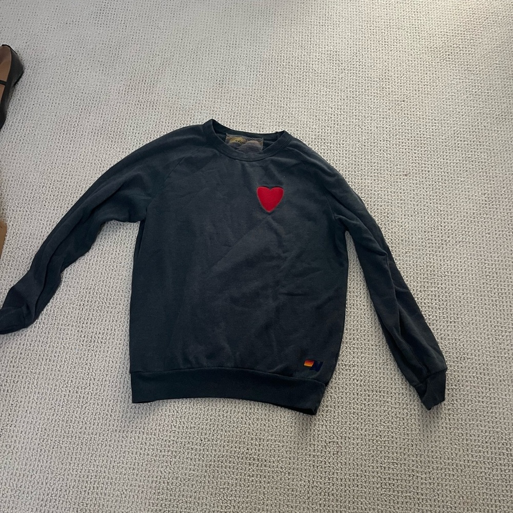Aviator Nation Black Sweatshirt with Red Heart